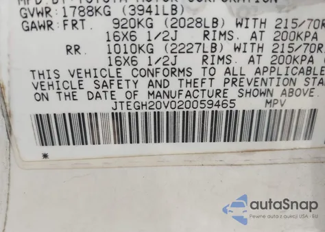 2002 Toyota Rav4 z USA, uszkodzony, nr VIN JTEGH20V020059465